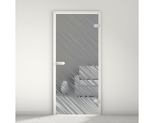 Porte vitrée Pertura Mynd Stripes 01 anthracite 83,4 x 197,2 x 0,8 cm tirant droite Porte en verre avec verre dépoli et ferrures