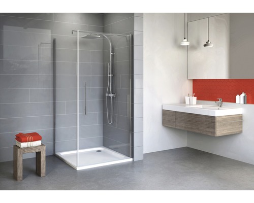 Porte pivotante avec paroi latérale Schulte Alexa Style 2.0 90x80 cm verre transparent couleur du profilé chrome Porte pivotante avec paroi latérale Schulte Alexa Style 2.0 90x80 cm verre transparent couleur du profilé chrome