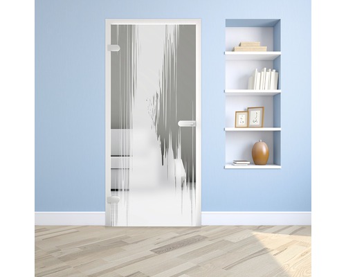 Glastür mit abstraktem Dekor in einem hellen Raum