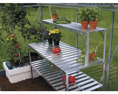 Plateau de table en aluminium, 121 x 28 x 39 cm 28x121x39cm Serre avec étagère en aluminium, plantée de légumes et d''herbes aromatiques
