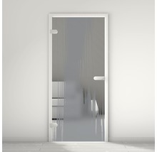 Glastür mit satiniertem Design und weißem Rahmen