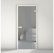 Porte intérieure en verre avec décor et cadre