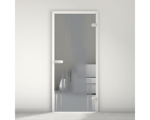 Porte vitrée Pertura Mynd Stripes 04 anthracite 83,4 x 197,2 x 0,8 cm tirant droite Porte intérieure en verre avec décor et cadre
