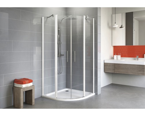 Douche quart de cercle Schulte Alexa Style 2.0 R550 80x90 cm verre transparent couleur du profilé blanc alpin Douche quart de cercle Schulte Alexa Style 2.0 R550 80x90 cm verre transparent couleur du profilé blanc alpin