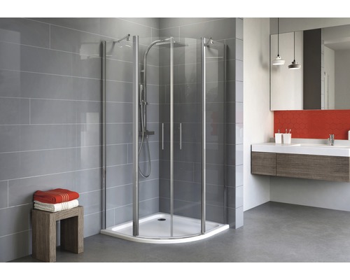 Douche quart de cercle Schulte Alexa Style 2.0 R550 80x90 cm verre transparent couleur du profilé chrome Douche quart de cercle Schulte Alexa Style 2.0 R550 80x90 cm verre transparent couleur du profilé chrome