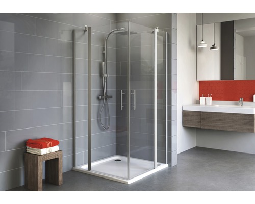 Douche accès d'angle Schulte Alexa Style 2.0 80x80 cm verre transparent couleur du profilé aluminium