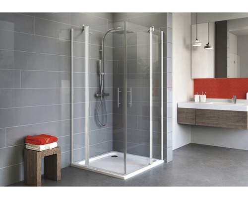 Douche accès d'angle Schulte Alexa Style 2.0 80x80 cm verre transparent couleur du profilé blanc alpin