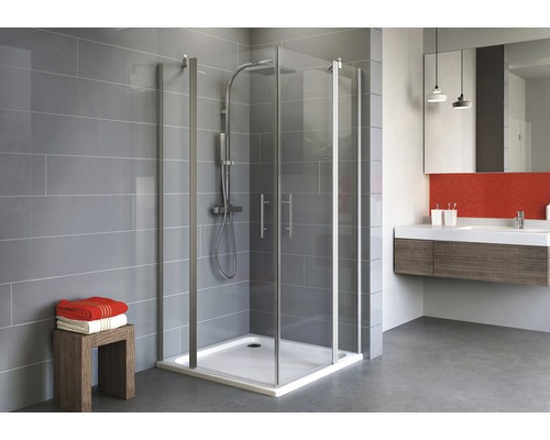 Douche accès d'angle Schulte Alexa Style 2.0 90x90 cm verre transparent couleur du profilé aluminium Douche accès d'angle Schulte Alexa Style 2.0 90x90 cm verre transparent couleur du profilé aluminium