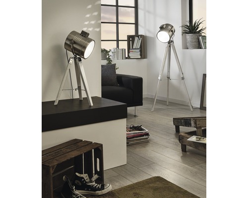 Lampadaire 1 ampoule H 98 cm Upstreet blanc/patine/nickel/mat