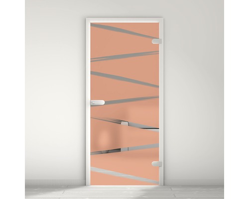 Porte vitrée Pertura Mynd Stripes 07 orange 95,9 x 197,2 x 0,8 cm tirant droite Porte intérieure avec verre et design géométrique