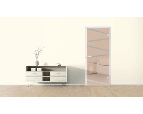 Vue d''une pièce avec commode et porte design en verre