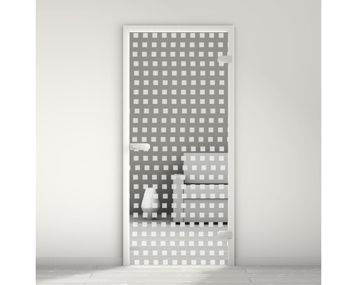 Porte vitrée Pertura Mynd Grid 02 satiné 70,9 x 197,2 x 0,8 cm tirant droite Porte intérieure avec motif carré