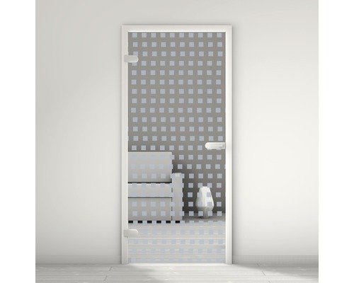 Pertura Glastür Mynd Grid 02 blau 70,9 x 197,2 x 0,8 cm DIN Links Glastür mit quadratischem Design