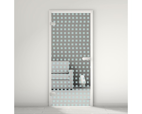 Porte vitrée Pertura Mynd Grid 02 turquoise 70,9 x 197,2 x 0,8 cm tirant gauche