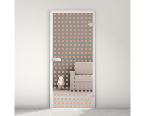 Porte vitrée Pertura Mynd Grid 02 orange 70,9 x 197,2 x 0,8 cm tirant droite Porte intérieure en verre avec motif à points et poignée de porte