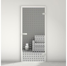 Porte intérieure en verre avec décor carré