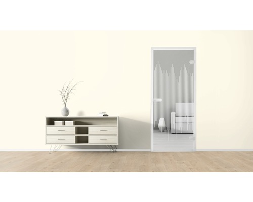 Pièce lumineuse avec commode et porte design à motifs