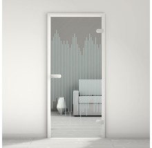 Glastür mit Dekorfolie in einem Wohnraum