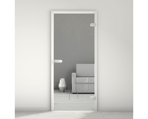 Porte vitrée Pertura Mynd Lines 02 anthracite 70,9 x 197,2 x 0,8 cm tirant droite Porte en verre avec motif à rayures pour intérieur