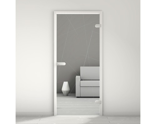 Porte vitrée Pertura Mynd Lines 06 bleu 70,9 x 197,2 x 0,8 cm tirant droite Porte en verre avec design linéaire pour l''intérieur