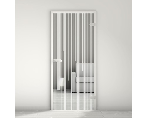 Porte vitrée Pertura Mynd Lines 10 satiné 70,9 x 197,2 x 0,8 cm tirant droite Porte en verre avec motif à rayures