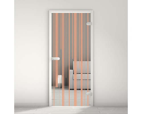 Porte vitrée Pertura Mynd Lines 10 orange 70,9 x 197,2 x 0,8 cm tirant droite Porte intérieure en verre avec motif à rayures