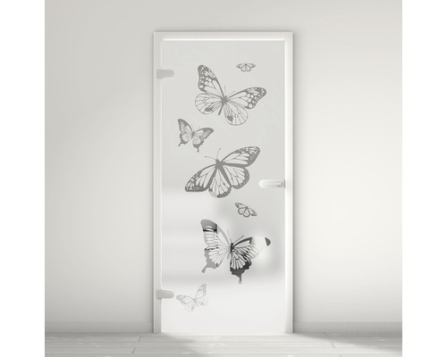 Porte vitrée Pertura Mynd Butterfly 06 satiné 70,9 x 197,2 x 0,8 cm tirant gauche