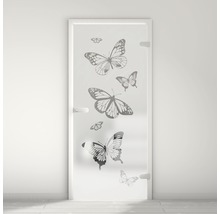 Porte en verre avec motif papillon