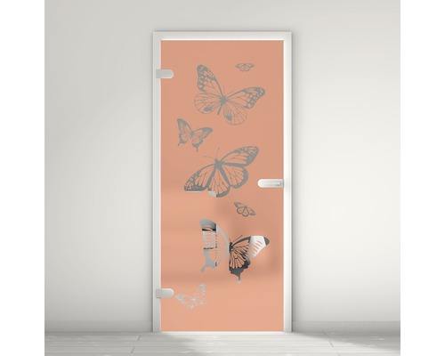 Porte vitrée Pertura Mynd Butterfly 06 orange 70,9 x 197,2 x 0,8 cm tirant gauche