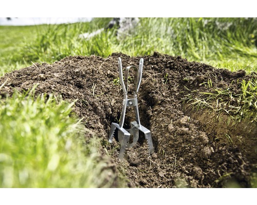 Wühlmausfalle im Erdhügel auf Rasen