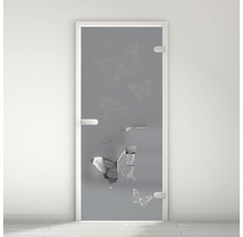 Porte en verre avec motif de papillons pour l''intérieur