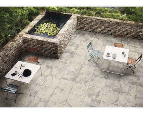 Dalle de terrasse en grès cérame fin FLAIRSTONE ardoise Cool bord rectifié 60 x 60 x 2 cm