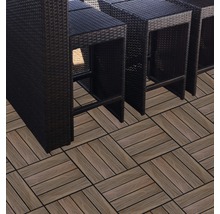 Terrassendielen aus Holzverbundstoff mit Rattanmöbeln