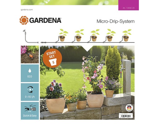 Kit d'arrosage GARDENA Micro-Drip kit de démarrage pots pour plantes taille S (pour jusqu'à 5 pots)