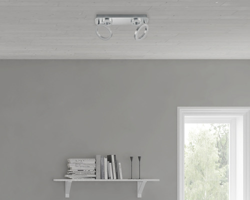Plafonnier LED FLAIR 18W 2x360 lm + 2x685 lm 3000 K blanc chaud 400 mm Adhara chrome