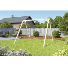 Balançoire double en bois dans le jardin