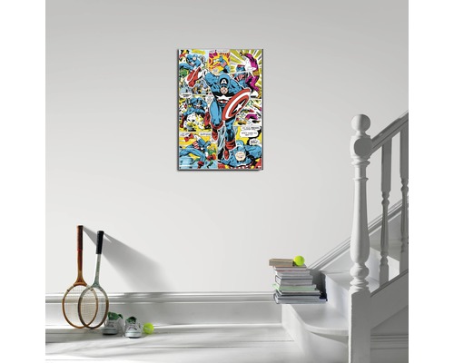 Illustration murale encadrée de Captain America en bande dessinée