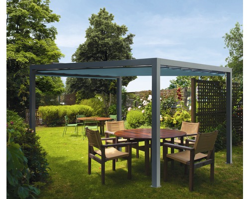 Pavillon Grau 300 x 300 cm Design 8901 blaugrau ohne Senkrechtmarkise