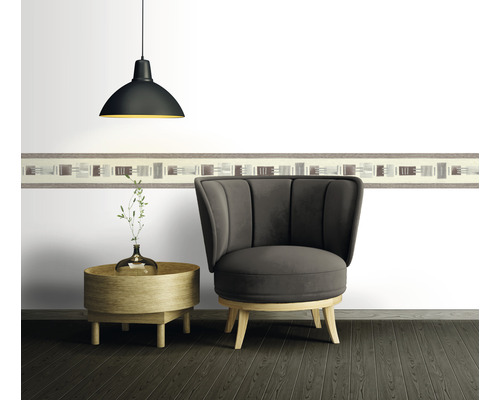 Scène avec fauteuil, table, suspension et bordure