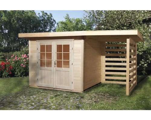 Chalet de jardin weka 179 avec emplacement de stockage Taille 1 385 x 240 cm, naturel