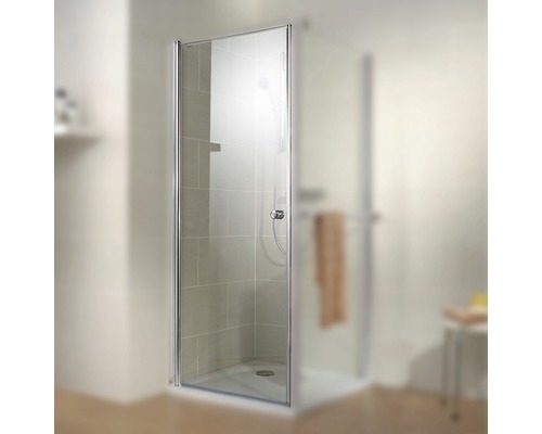 Porte pivotante pour paroi latérale Schulte Garant 80 cm butée à gauche verre transparent profilé chrome