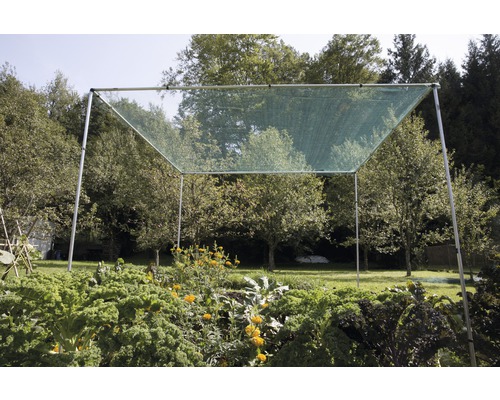 Potager avec filet de protection sur structure cadre