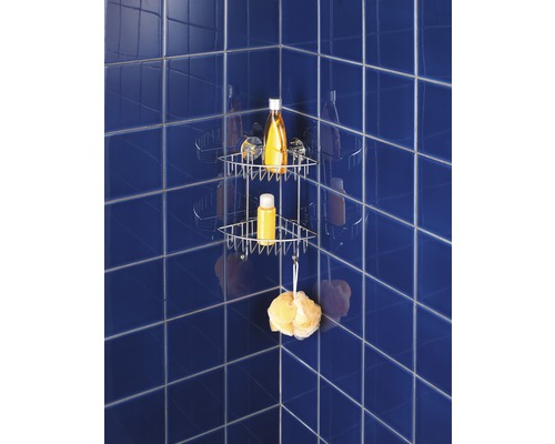 Étagère d''angle à deux niveaux pour accessoires de douche dans la salle de bains