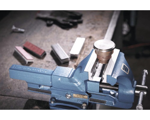 HEUER Schraubstock mit eingespanntem Metallwerkstück