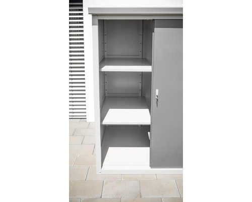 Metall Gartenschrank mit Schiebetür und Regalböden