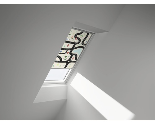 Store occultant VELUX Kids routes à commande manuelle cadre aluminium DKL CK04 4655S