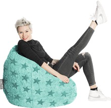 Pouf coussin Sitting Point Beanbag Fluffy Stars XL env. 220 litres turquoise 70x110 cm