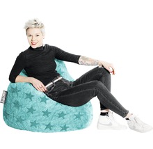 Pouf coussin Sitting Point Beanbag Fluffy Stars XL env. 220 litres turquoise 70x110 cm