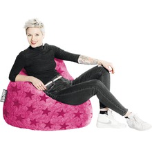 Pouf coussin Sitting Point Beanbag Fluffy Stars XL env. 220 litres rose vif 70x110 cm