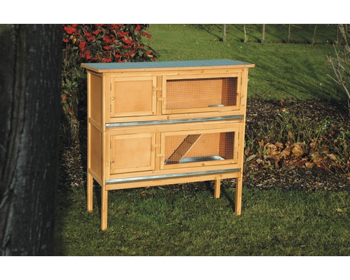 Cage à deux étages en bois pour petits animaux d''extérieur